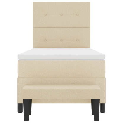 Boxspringbed Met Matras & Bank Stof Crème 90 x 190 cm Knopen gestoffeerd
