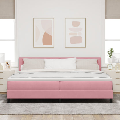 Boxspringbed Met Matras Roze 200X200 Cm Fluweel Blauw