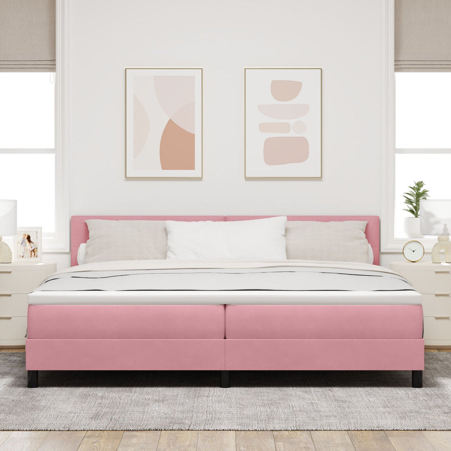 Boxspringbed Met Matras Roze 200X200 Cm Fluweel Blauw