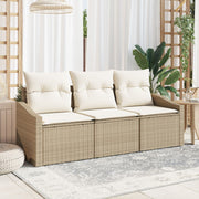 Tuinbankenset 3-delig poly rattan beige