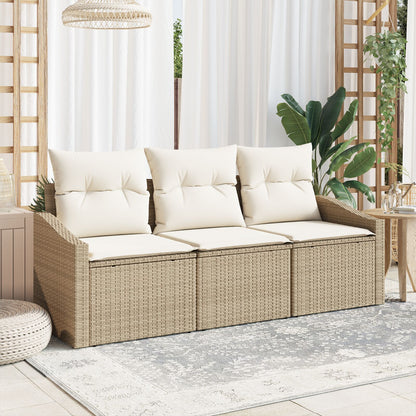 Tuin Sofa Set Set Van 3 Beige Rattan Buiten Sofa Rechthoekig Gegalvaniseerd Staal