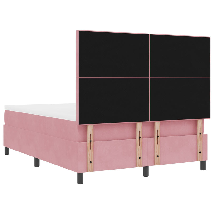 Boxspringbed Met Matras Roze 140X200 Cm Fluweel Blauw
