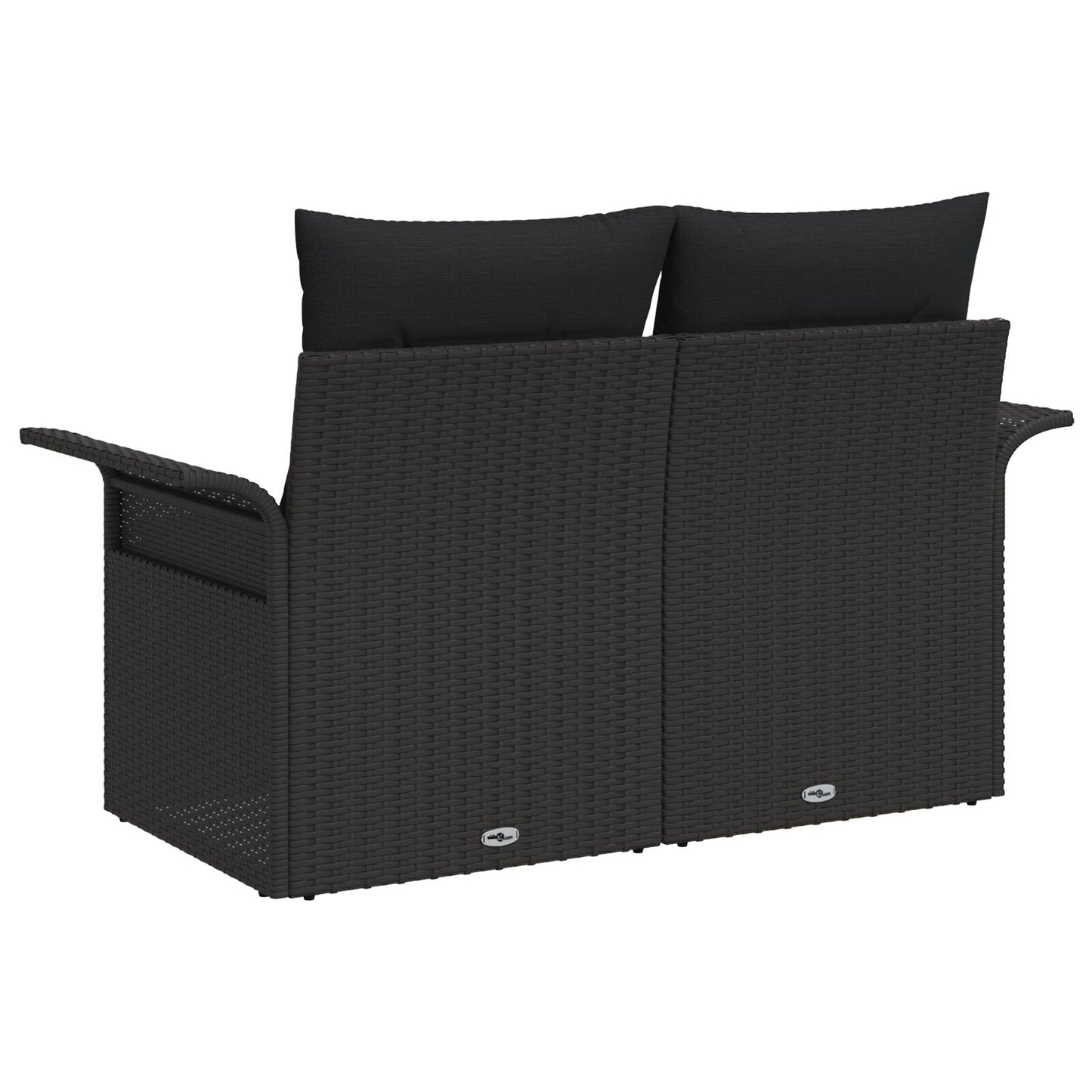 2-Zits Tuin Sofa & Kussens Poly Rattan Zwart met opslag