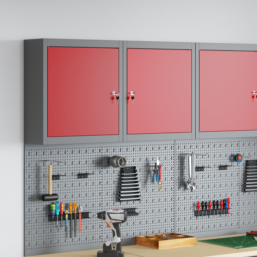 Gereedschapskast Muurbevestigd 50X20X55 Cm Staal 50 cm Rood en grijs Wandkast