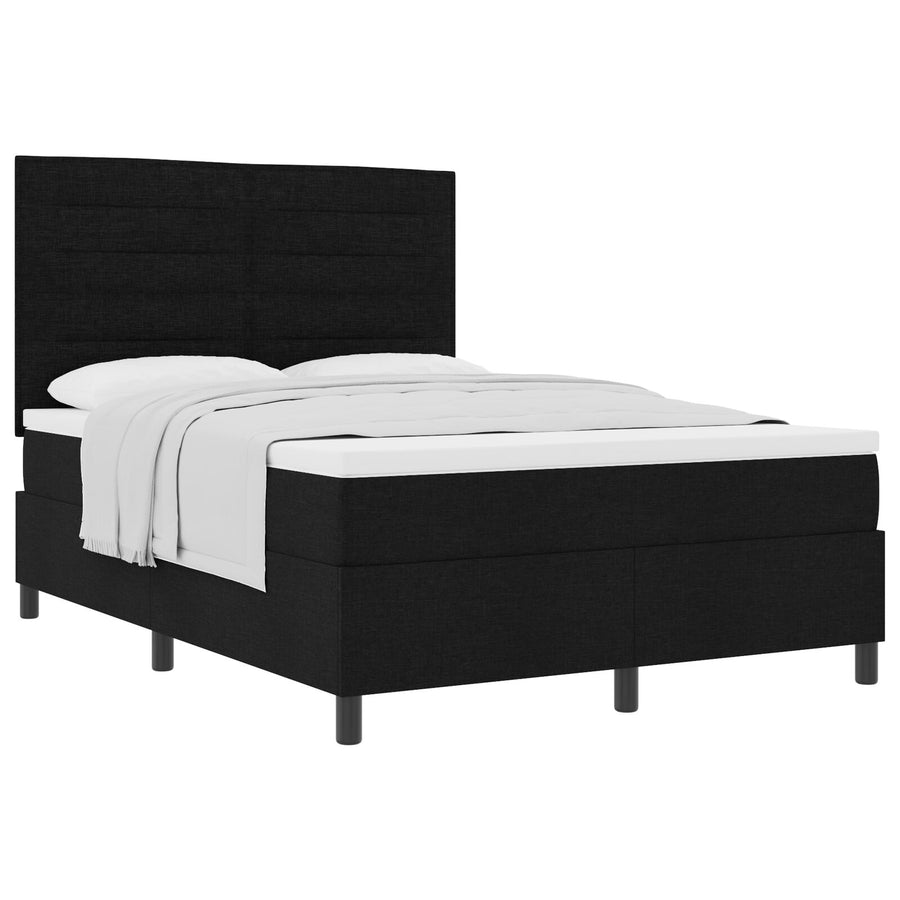 Boxspringbed Met Matras Stof Zwart 140 x 190 cm Lijnen ontwerp