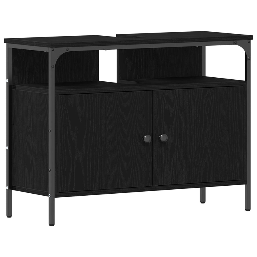 Bathroom Sink Cabinet 80X30X60 Cm Engineered Wood Zwart eiken 80 cm