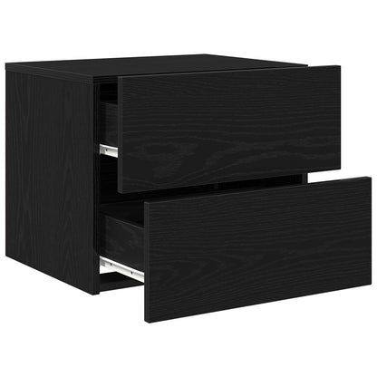 Nachttafel Met Led Wandmontage 50X39X41 Cm Zwart eiken