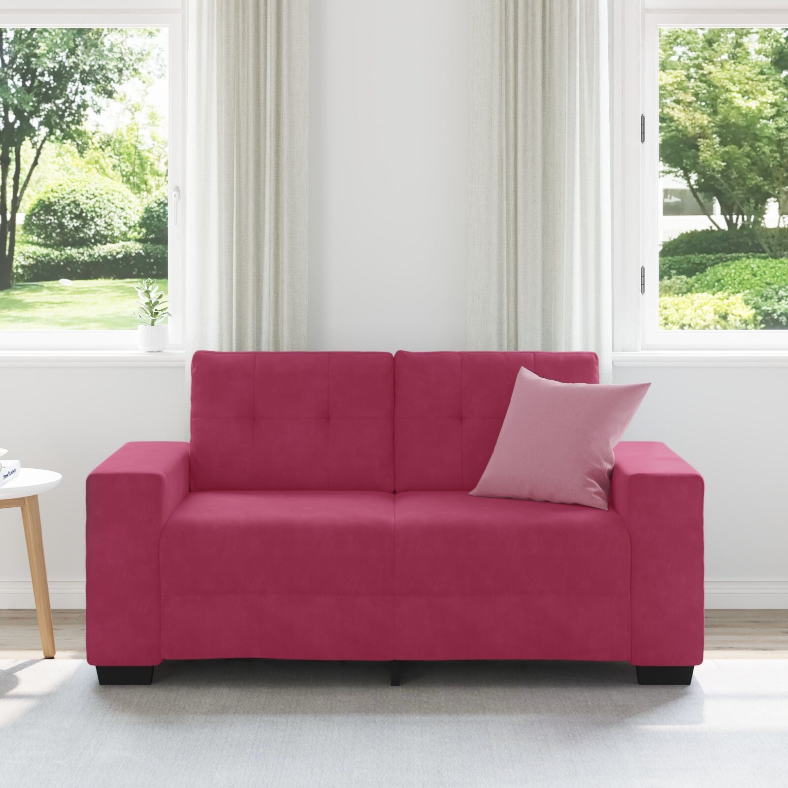 Loveseat Bank Fluweel Fluwelen Wijnrood 120 cm