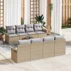 Garden Lounge Set with Cushions 9 pcs Beige Poly Rattan