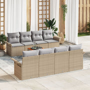 Tuinbankenset poly rattan beige 6 personen
