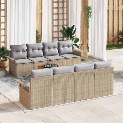 9-Delige Tuin Sofa Set Met Kussens Beige Poly Rattan Acacia