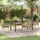 Tuin eettafelset poly rattan 4 personen beige
