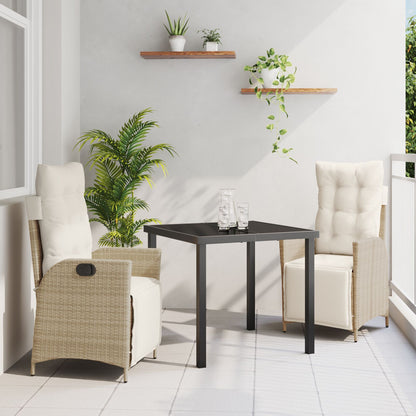 3 Delige Tuin Eetset Beige Poly Rattan