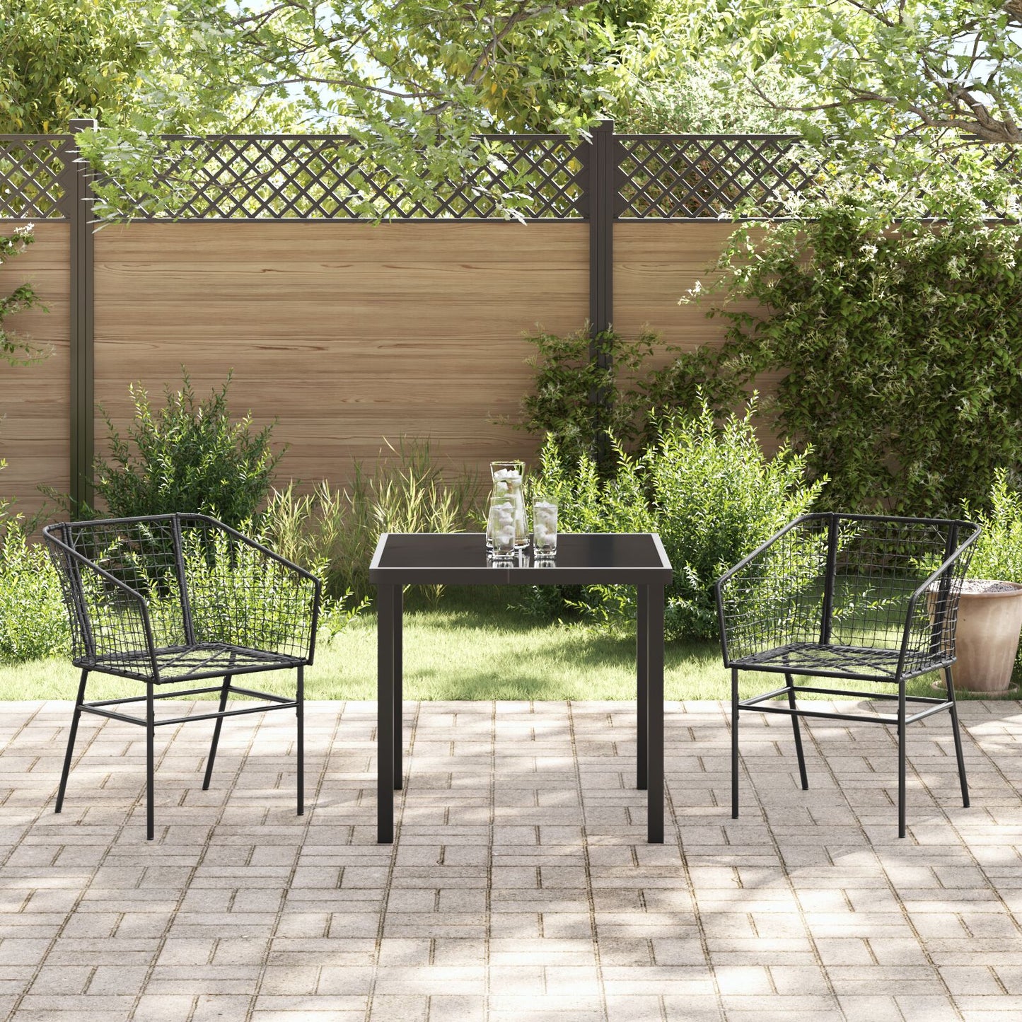 3-Delig Tuinset Zwart Poly Riet