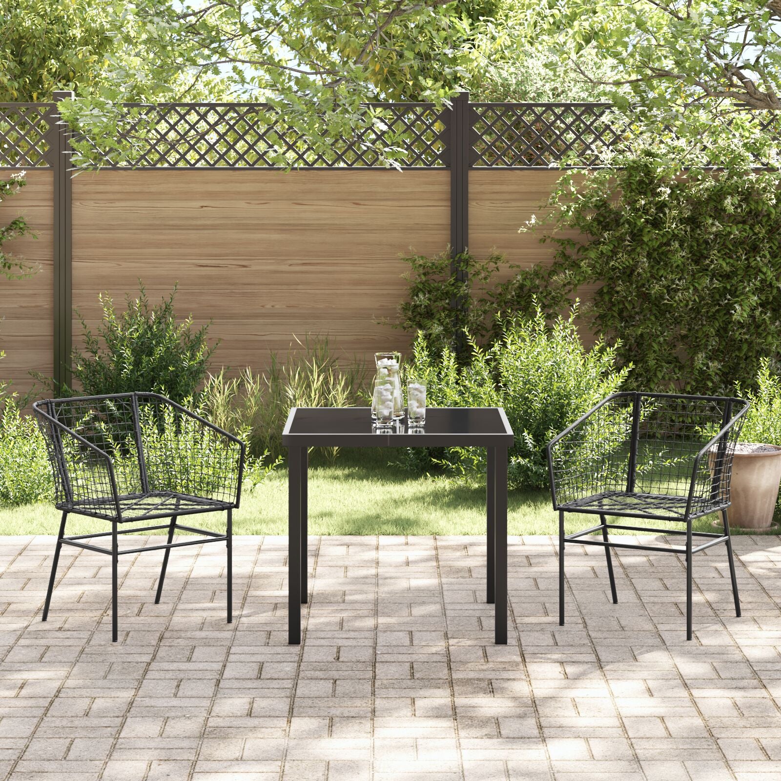 3-Delig Tuinset Zwart Poly Riet