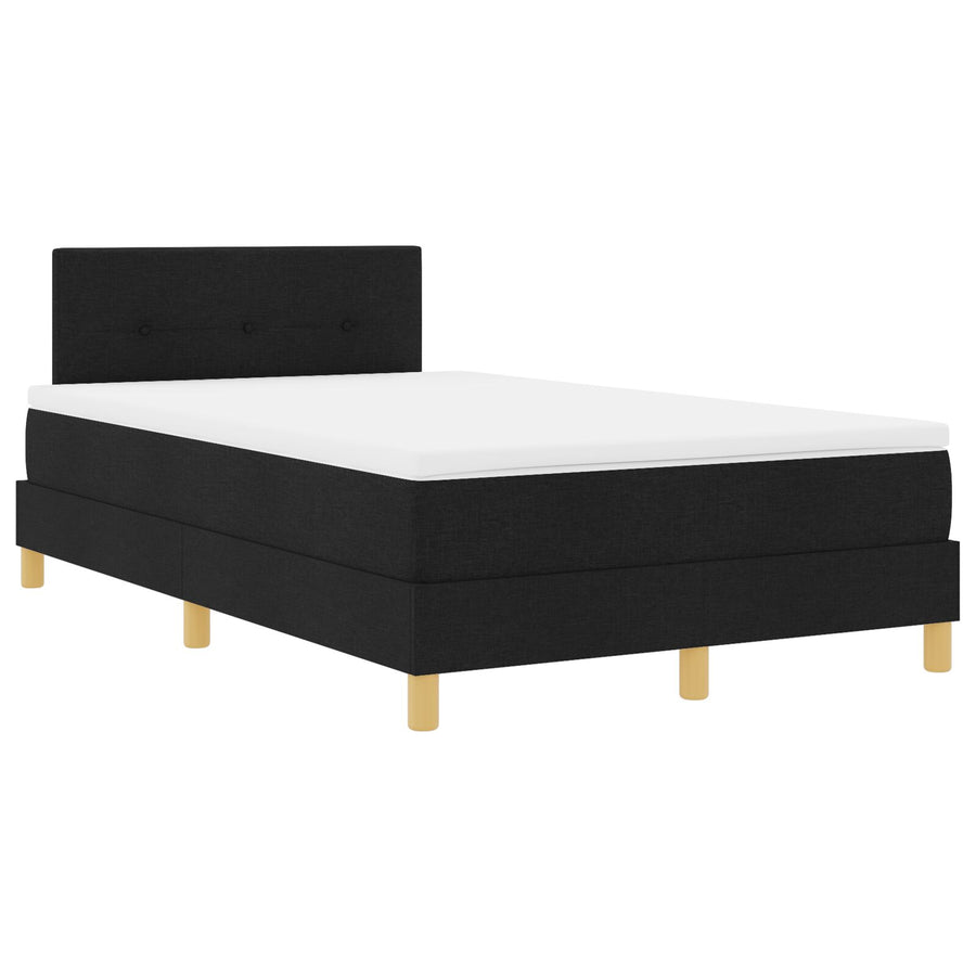 Boxspringbed Met Matras Stof Zwart 120 x 200 cm Knopen tufted