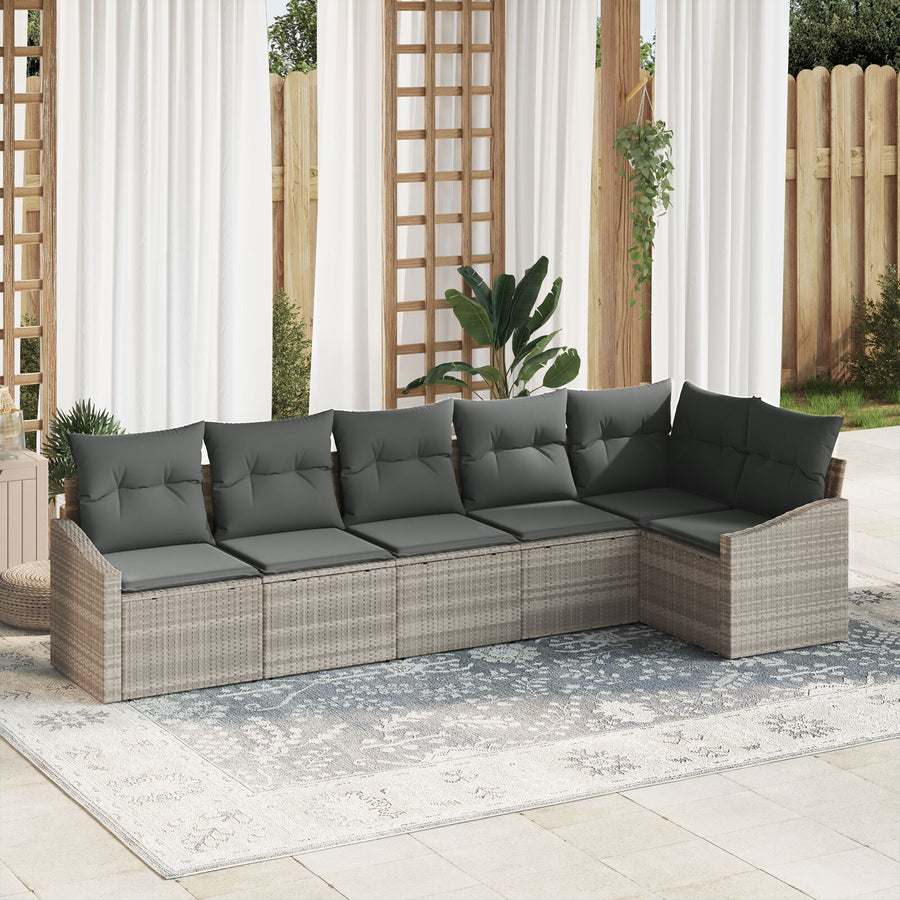Tuin Sofa Set Set Van 6 Grijs Pe Wicker Tuin Sofa Stoel