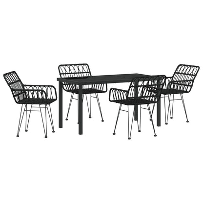 5-Delige Tuin Eetset Zwart Poly Rattan
