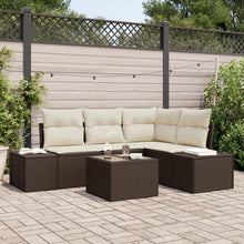 4-Delige Tuin Sofaset Met Kussens Grijs Poly Rattan Bruin en crème met tafel