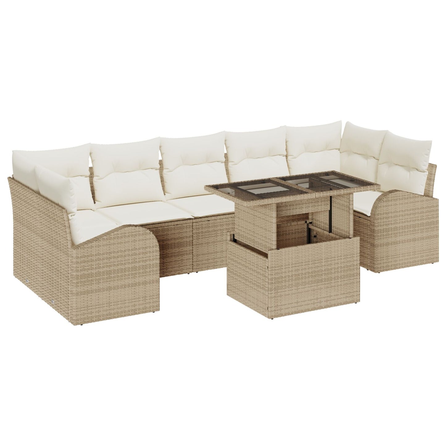 8-Delige Tuin Sofa Set Met Kussens Beige Poly Rattan