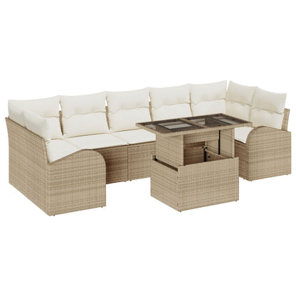 8-Delige Tuin Sofa Set Met Kussens Beige Poly Rattan
