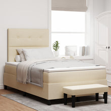 Boxspring Bed Met Matras & Bank Stof Crème 120 x 200 cm Knoop tufted