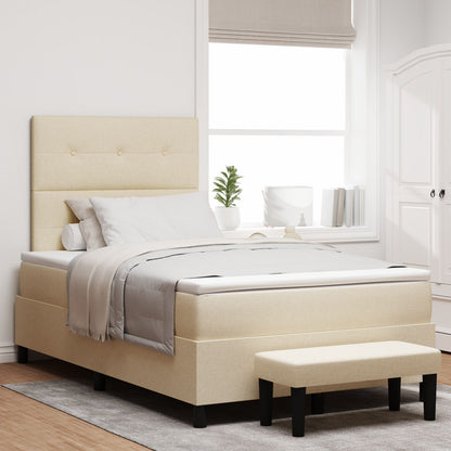 Boxspring Bed Met Matras & Bank Stof Crème 120 x 200 cm Knoop tufted