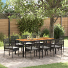 Garden dining set 9 pcs Black poly rattan