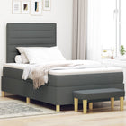 Box spring bed with mattress Dark grey 120 x 190 cm Fabric