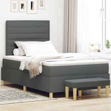 Boxspring Bed Met Matras & Bank Donkergrijs 120X190 Cm Stof Blauw