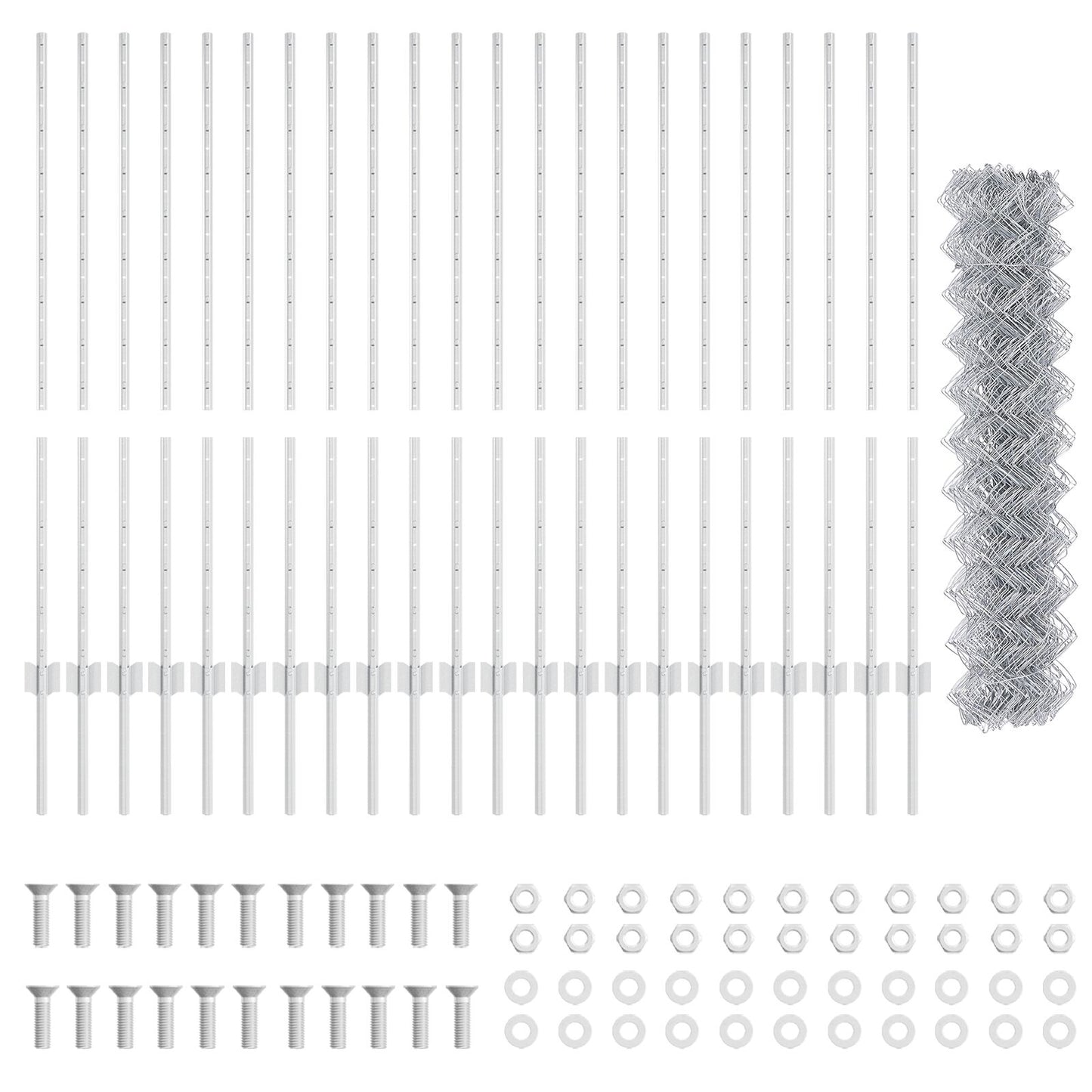 Kettinglink Hek Met 44 U Posts Zilver 1.2M X 25M Staal