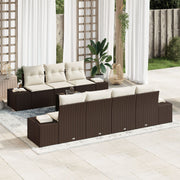 Tuinset poly rattan bruin 8-delig