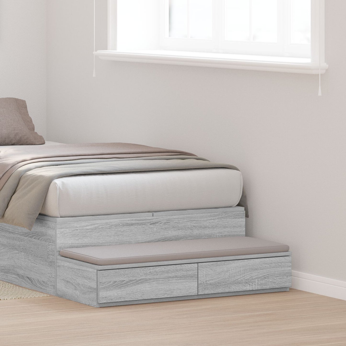 Lade Voor Bed 100X36,5X16,5 Cm Bewerkt Hout Grijs sonoma 100 x 36.5 x 16.5 cm
