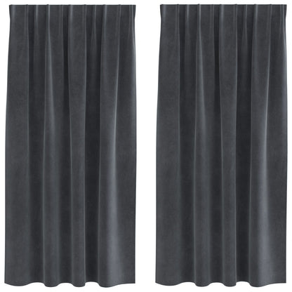 Zwarte-Out Gordijnen Met Bovenband 2 Stuks Lichtgrijs Fluweel Licht Grijs 140 x 175 cm met ingenaaide tape