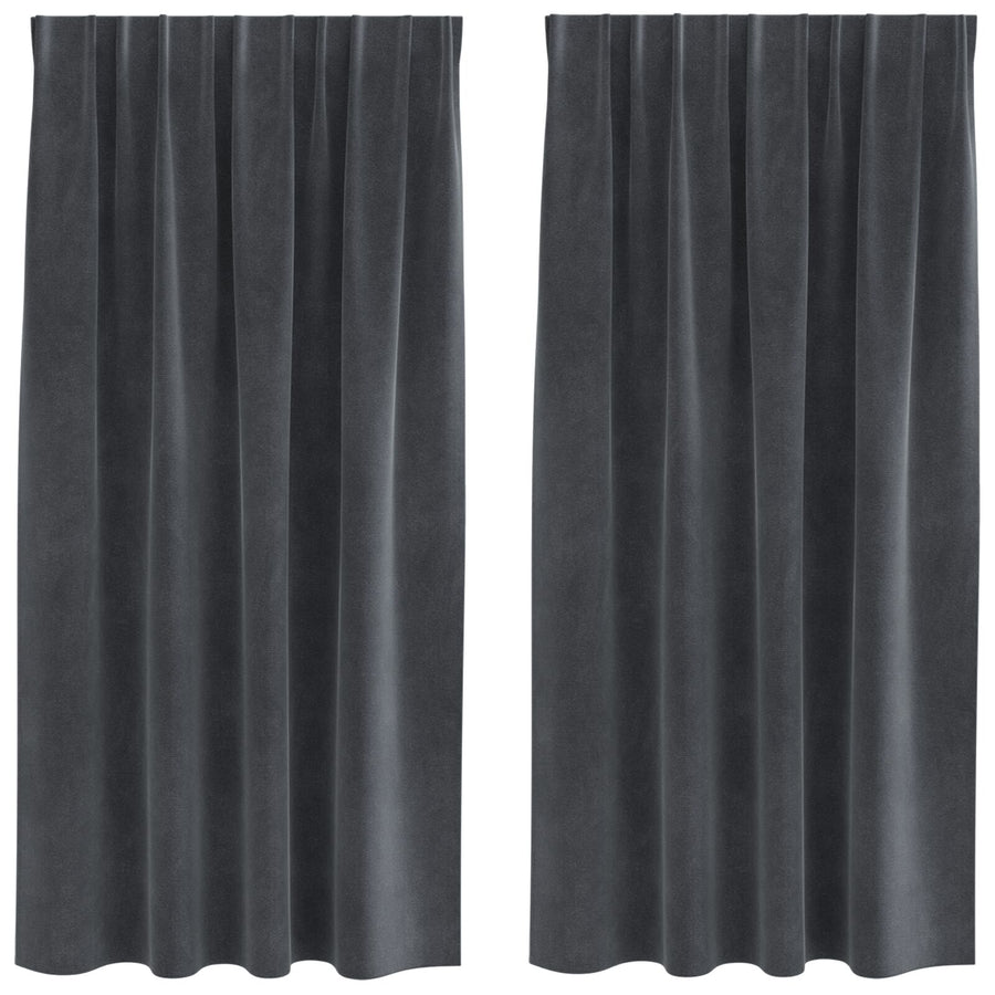 Zwarte-Out Gordijnen Met Bovenband 2 Stuks Lichtgrijs Fluweel Licht Grijs 140 x 175 cm met ingenaaide tape
