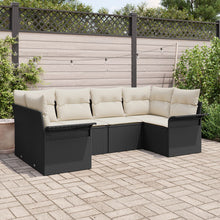 6-Delige Tuin Sofa Set Met Kussens Zwart Poly Rattan
