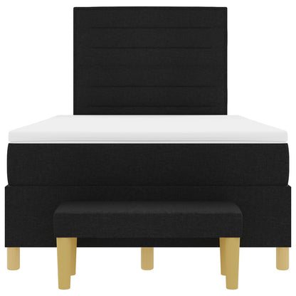 Boxspring Bed Met Matras & Bank Stof Zwart 120 x 200 cm Lijnen ontwerp