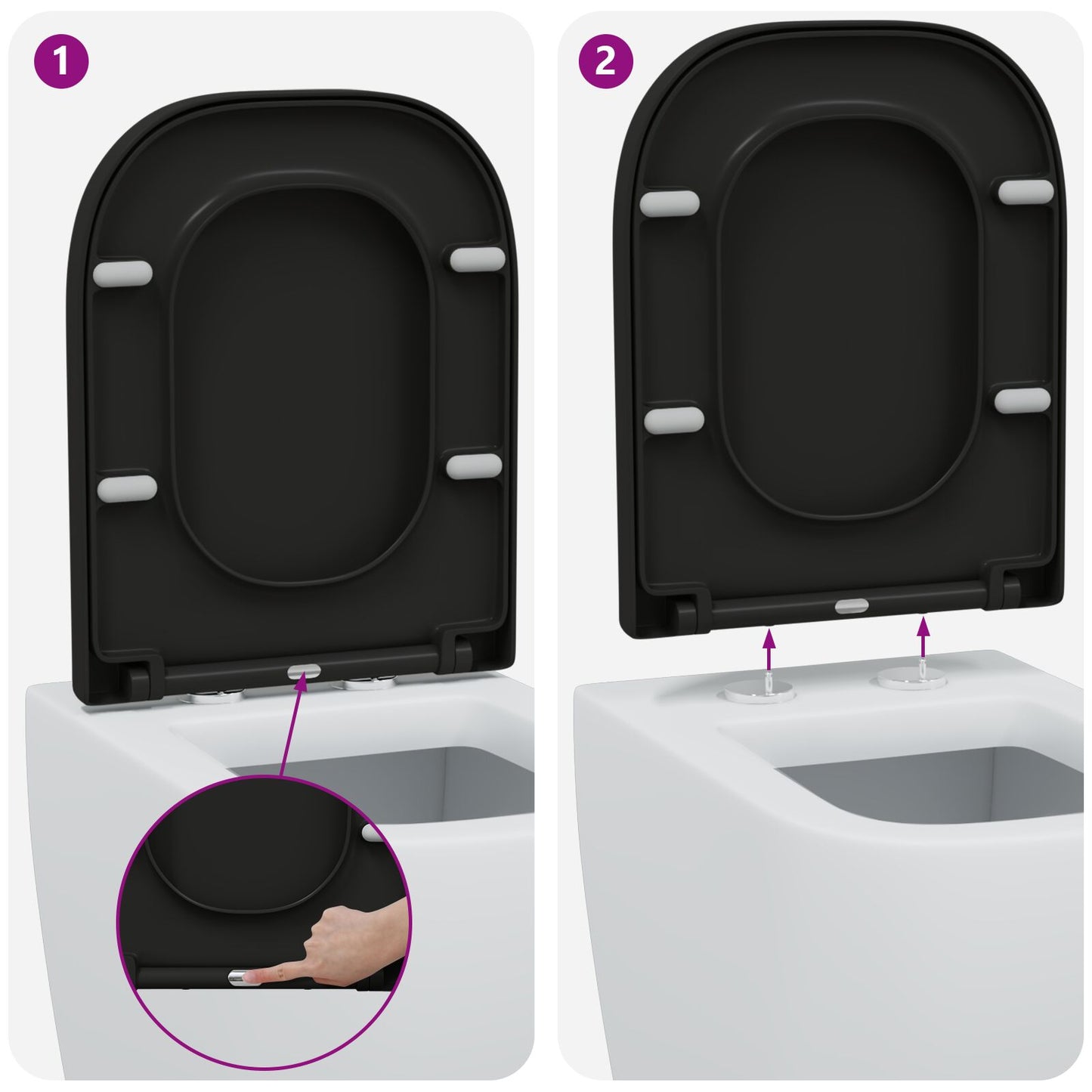 Snelle Bevestiging Toiletzitting Met Zachte Sluiting Duroplast Zwart