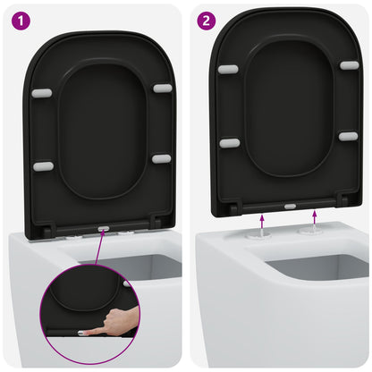 Snelle Bevestiging Toiletzitting Met Zachte Sluiting Duroplast Zwart