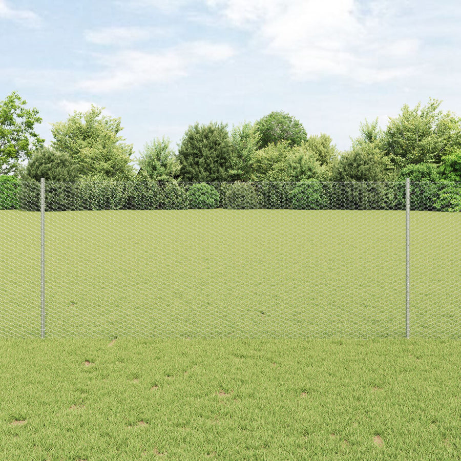Fence Posts 10 Stuks U-Channel 100 Cm Gegalvaniseerd Staal,  Hexagon Fence 1X10 M Gegalvaniseerd Staal