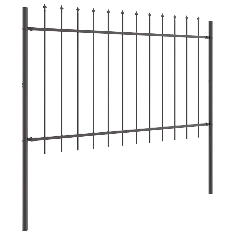 Tuinhek Met Spitse Top 6,8X0,8 M Staal Grijs 0.8 m 6.8 m