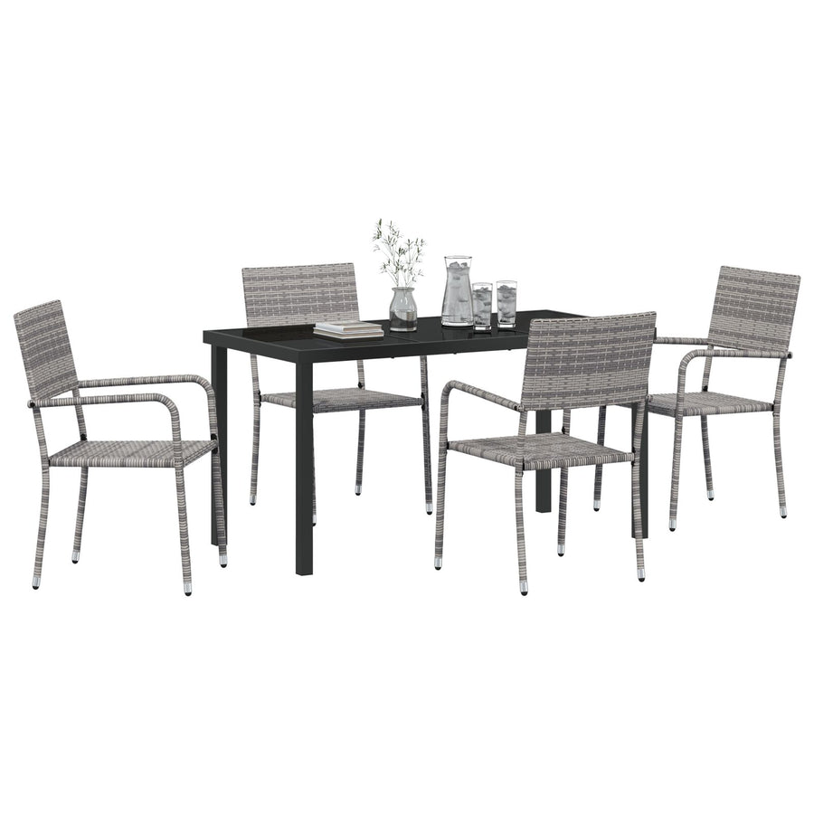 5 Delige Tuinset Grijs Poly Rattan
