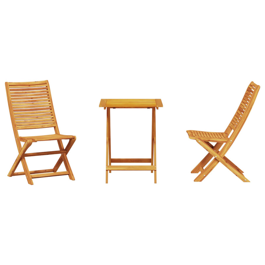 3-Delige Opvouwbare Bistroset Van Massief Acaciahout 60 cm tafel lengte 2x stoelen + vierkante tafel