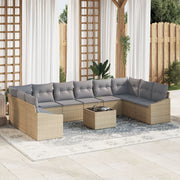Loungeset 11-delig poly rattan beige