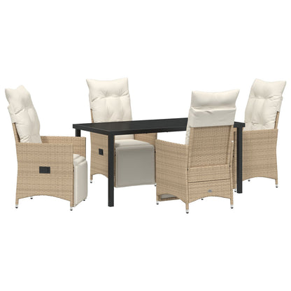 5-Delige Tuinset Met Kussens Beige Poly Rattan