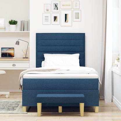 Boxspring Bed Met Matras & Bank Stof Blauw 120 x 190 cm Lijnen ontwerp