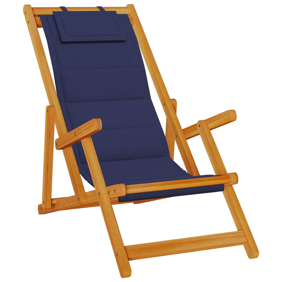 Vouwstrandstoelen 2 Stuks Massief Acaciahout & Textilene Blauw