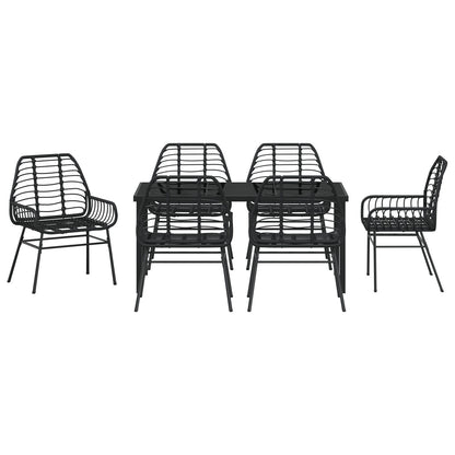 7 Delig Tuin Eetset Zwart Poly Rattan