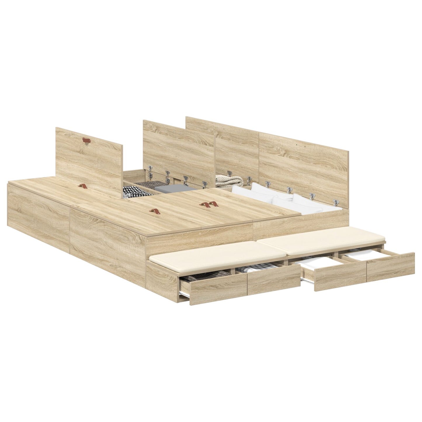 Opbergbedframe Sonoma Eiken 140X200 Cm Artisanaal Eiken