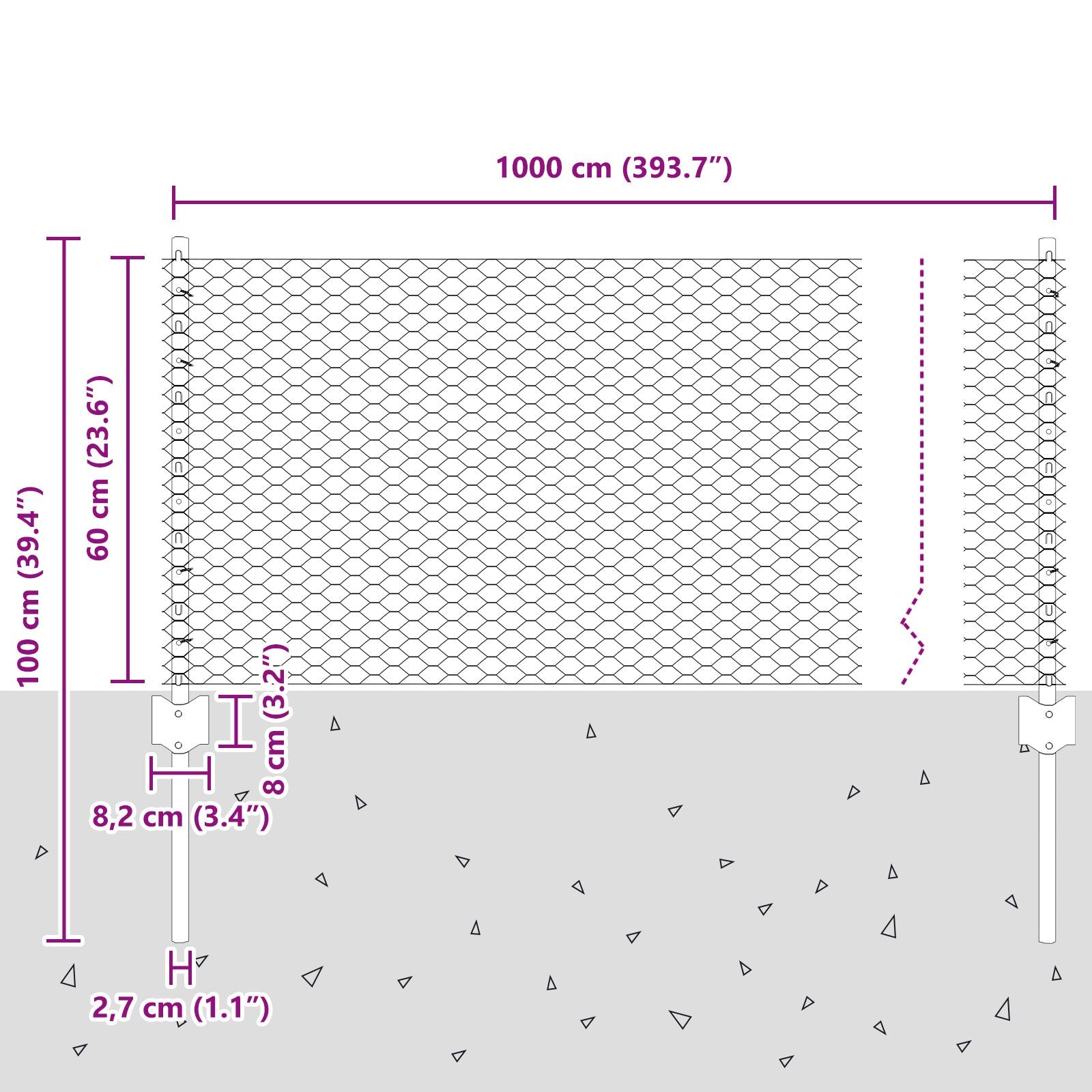 Hek Palen 5 Stuks U-Kanaal 60 Cm Gegalvaniseerd Staal,  Hexagon Hek 0.6X10 M Gegalvaniseerd Staal